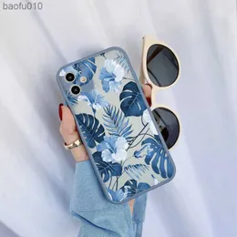 Liście palmy liści rośliny Flower Telefon dla iPhone'a 11 12 14 Pro Max 7 8 Plus SE2 X XR XS Max Coverproof Cover Fundas L230619