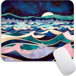 Färgglada vågmusdyna akvarell Premiumstrukturerade Mousepads Design Mousepad Non-Slip Gummi Base Computer Mouse Pads