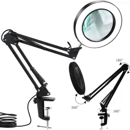 Table Lamps 8X LED Magnifier Soldering Lamp Folding Swinging Arm USB Illuminated Magnifying Glass For Welding Reading High Quality