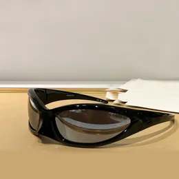 0251 Wrap Cat Mask نظارات شمسية سوداء/مرآة فضية نساء الرجال الصيف صيف Sunnies Gafas de sonnenbrille UV400 Wear with Box