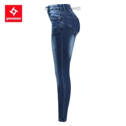 Women's Jeans Youaxon New Classic Five Pocket Cut Jeans Women's Elastic Leggings Men's Direct Shipping Z230714