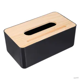 Tissue Boxes Napkins Paper Box Wooden Lid Tissue Storage Container Simple Napkin Holder Bracket Office Hand Towel Dispenser R230714