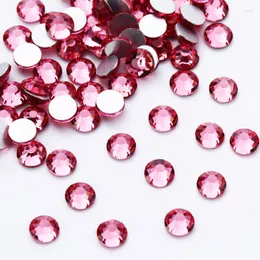 ديكورات فن الأظافر SS3-SS30 Rose Red Rhinestones for Nails 3D Flatback Glass Strass Non Fix Crystal Charm Glitter