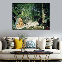 High Quality Handcrafted Claude Monet Oil Painting Le Dejeuner Sur L Herbe Landscape Canvas Art Beautiful Wall Decor