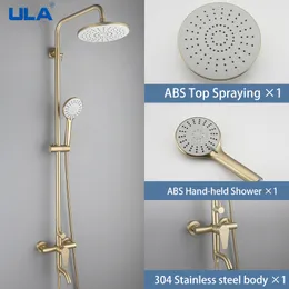 Bathroom Sink Faucets ULA Golden Shower Faucet Stainless Steel Mixer Tap Bathtub Rain Set Rainfall System 230713