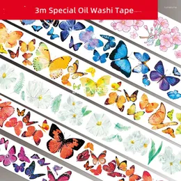 Gift Wrap Charming Butterfly Flower PET Special Oil Washi Tapes Junk Journal Masking Tape Adhesive DIY Scrapbooking Sticker