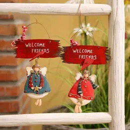 Garden Decorations American Vintage Angel Welcome Card Resin Pendant Ornaments Outdoor Garden Fence Furnishing Crafts Layout Lawn Figurines Decor L230714