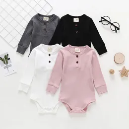 Bawełniany rompers Onesies dla dzieci chłopcy ubrania szary czarny różowy biały cztery kolory Bodysuit Bodysuit Długie rękawie