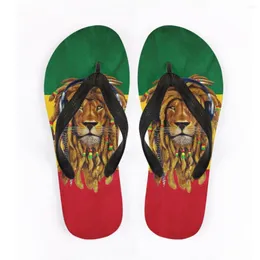 Slippare Jamaica National Flag Cartoon Printing Mönster damer Flip Flops Fashion Simple Students House Shoeside Resort