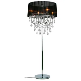 Modern Crystal Living Room Floor Lamp European Fabric Lampshade Glass Fabric hanging Bedroom Bedsides Stand Lighting Fixtures253S