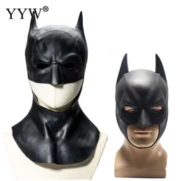Parti Maskeleri Bats Mask Kara Şövalye Cadılar Bayramı Cosplay Cosplay Cosplay Man Masquerade Tam Yüz Yetişkinler İçin Lateks Başlık