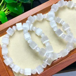 Strand 8mm Natural Selenite Cube Armband Healing Fashion Reiki Crystal Man Woman Fengshui Jewelry Birthday Gift 1st