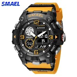 Smael Fashion Quartz Watch for Men Orange Men Origin Top Brand Casual Sport Style Digital Pu Band Dual Display Нарученные часы Мужчины