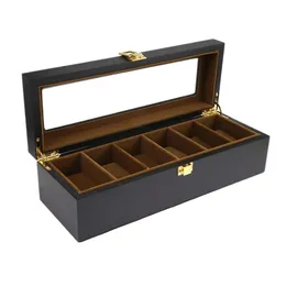 6 Plaid Wooden Watch Box Wyświetlacz Wyświetlacz do przechowywania pudełka biżuterii Watch Watch245g