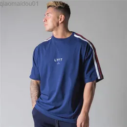 Camisetas masculinas de verão, nova marca, fitness, corrida, camiseta masculina, decote em O, algodão, musculação, esportiva, top, clipe lateral, moda, esportes, manga curta, L230713