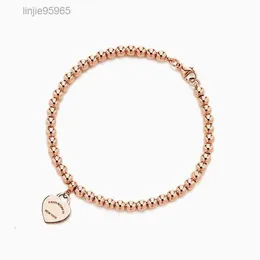 Charm Bracelets Tiff 100% 925 Silver 4mm Round Bead Love Heart-shaped Bracelet Female Thickened Bottom Plating for Girlfriend Souvenir Gift182n260s 22222