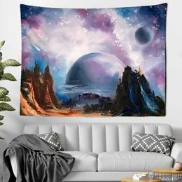 Tapissries Dome Cameras Valley Moon Tapestry Mountain Galaxy Starry Sky Hanging Wall Tapestries Psychedelic Tapiz Wall Hängande landskap Väggduk R230714