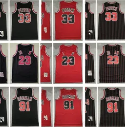 Dikişli Retro Basketbol Formaları Mitchell Ness #23 Michael Chi Bull #33 Scottie Pippen #91 Dennis Rodman Hardwood Vintage Classics Jersey