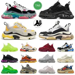 2023 paris triple s tênis de alta qualidade masculino feminino sapatos ao ar livre plataforma tênis sola transparente preto branco cinza vermelho rosa azul royal neon verde balen treinador treinadores