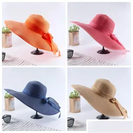 Diğer ev tekstil disketi katlanabilir güneş şapkalar bantlı güzel yaz st cap kadınlar geniş ağzı koruma moda sevimli plaj şapkası dh20w