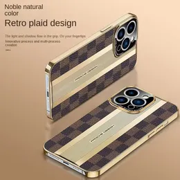 غلاف حقيبة مصمم لـ iPhone 14 13 12 Pro Max Promax 13Pro Glass Len Electrodled Frame Hight Relaid Plaid Screatproof Phone Case