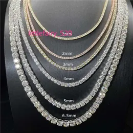 Colares com pingente 3mm 4mm banhado a ouro branco 925 colar de elos de prata vvs masculino hip hop joias moissanite diamante corrente de tênis