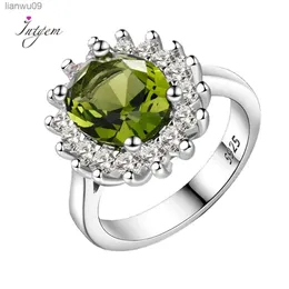 925 Sterling Silber Ring Blume Silber Ringe mit Peridot Steinen Glänzende Luxus Hochzeit Verlobungsringe für Frauen Schmuck Geschenke L230704