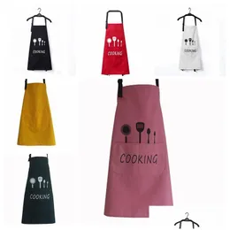 Aprons Letter Print Kitchen Apron Waterproof Breathable Cooking Baking Adjustable Restaurant Women Home Sleeveless Dbc Drop Delivery Dheun