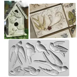 Kek Araçları Birdsswallows Silikon Kalıp Fondan Dekorasyon Kalıp Kil Gumpaste Şeker Gücü Çikolatalı Pişirme Aracı Kitchenware 230714