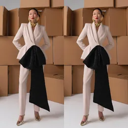 Fashion Women Custom Made Pants Suits Unique Design Big Bow Lady Blazer Female High Waist Celebrity Show Wear 2 Pieces