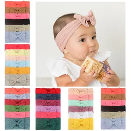 6st/Lot Toddler Solid Color Nylon Hårband Söt handgjorda bowknot Elastiska breda pannband Spädbarn Huvudbonader Hårtillbehör