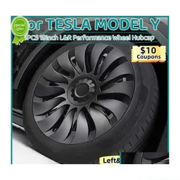 إكسسوارات داخلية أخرى 4pcs Cap 19inch for Tesla Model Y 2023 Wheel HubCapperFormance استبدال اليسار اليسرى Fl Rim E Dhtzn