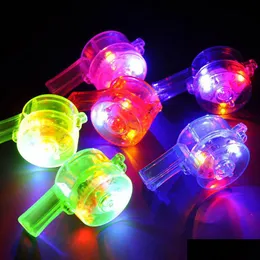 LED Rave Toy Light Up Whistle Glow Whistles Bk Party dostarcza zabawki w ciemności na Boże Narodzenie Drop dostawa Prezenty Ligh Dhilc