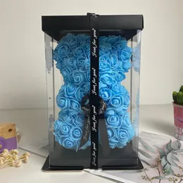 DIY 25 cm Box 인 Artificial PE Flower Bear Bear Rose Valentine 's Day를위한 여자 아내 아내 어머니 Day282b