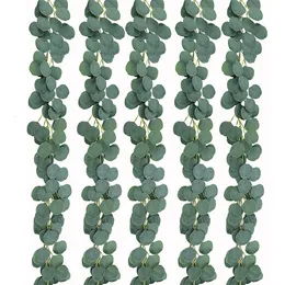 Faux Floral Greenery Party Joy 5pcs 1 8m sztuczny eukaliptus garland winorośl srebrne dolara pasma wystrój ślubny 230713