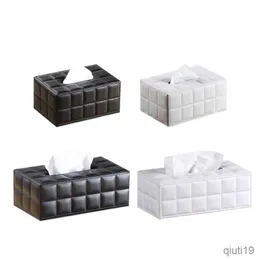 Tissue Boxes Napkins Simple PU Tissue Box Rectangle Paper Towel Holder Desktop Napkin Storage Container Kitchen Tissue Tray For Home Office R230714