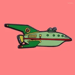 Broches Classic Cartoon Spaceship International Express Television Badge For Bag Lapel Pin Fivele Gift Friends