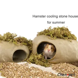 Small Animal Supplies Hamster Cooling Stone House for Summer Pet Shelter Sleeping Cave Guinea Pig Chinchillas Ceramics Rat Cage 230713