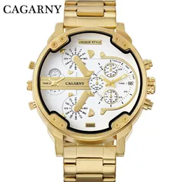 Cagarny Top Luxury Watch Men Sport Quartz Clock Mens Watches Waterproof 7333 Gold Steel Wrist Watch Military Relogio Masculino Wri202a