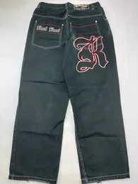 Jeans da donna Y2K Carta da lettera personalizzata Street Jeans hip-hop Pantaloni larghi da donna a gamba lunga Pantaloni a gamba dritta da uomo Moda pantaloncini di jeans Harajuku 230714