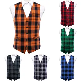 Мужские жилеты Hi-Tie Viscose Mens Suit Vest Жаккард полосатый жилет рукавиц.