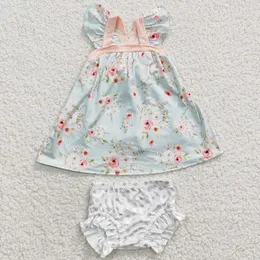 Kleidung Sets Sommer Kleine Mädchen Floral Tunika Top Bummies Set Mode Kinder Kleidung Bummie Shorts Outfits Boutique Mädchen Anzüge 230714