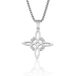 Vintage Stainless Steel Witch Irish Knot Pendant Necklace Celtic Cross Women Men Good Luck Necklaces Amulet Jewelry