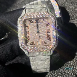 Diamond Watch Iced Out Watch Big Bezel Frameless Set Automatic 2824 Movement 40mm High Quality 5 Color Rose Gold Dial Wate2094