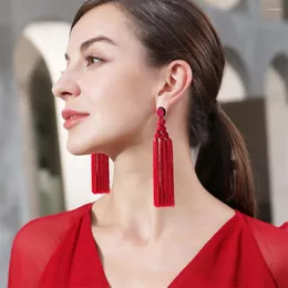 Dangle Earrings 2023手作りのタッセル女性ボヘミアンファッションジュエリーシルクファブリックエスニックヴィンテージガールズ女性
