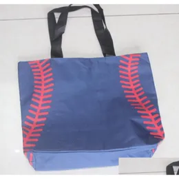 Borse da esterno Baseball Stitching 16.5X12.6X3.5Inch Borsa Manico in rete Shoder Stampe sportive Utility Tote Borsa Canvas Sport Travel Beac Dhbig