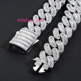 Pendanthalsband Anpassade 16mm VVS Moissanite Iced Out Diamond Chain Necklace Arc 925 Sterling Silver Baguette Cuban Chain