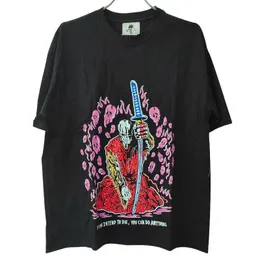 Warren Large Trendy Short Sleeve Skull Ninja Print Loose T-shirt