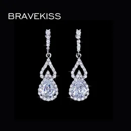 Stud BRAVEKISS Charm Water Drop Crystal Dangle Earrings for Women Piercing Pendants Chain Fringe White CZ Wedding BUE0086 230714