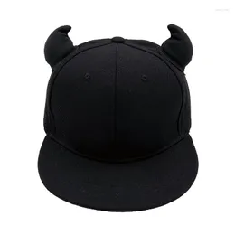 Boll Caps Horn Snapback Cap Men Women Hip-Hop Hat Black Cotton Punk Baseball With Horns Outdoor Sport Little Devil Sun Reggaeton